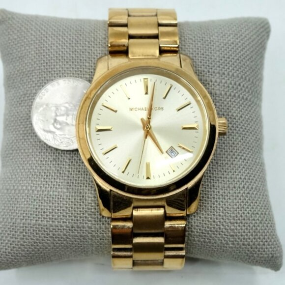 MICHAEL KORS~mk5160~LADIES OVERSIZED ROSE GOLD CHAMPAGNE DIAL WATCH - Picture 4 of 5